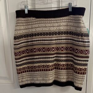 Maurices Brown and Cream Patterned Knit Mini Skirt Size XL New With Tags